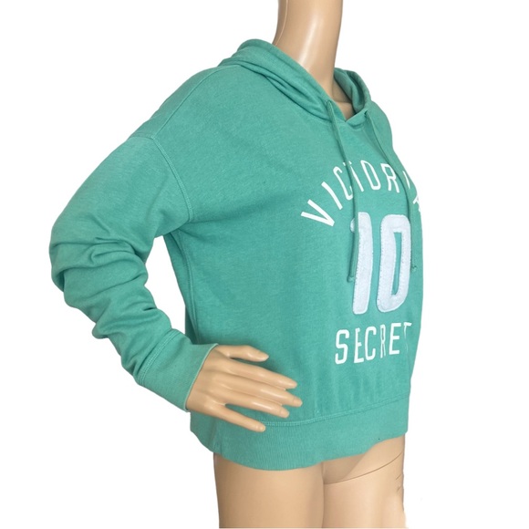 Victoria’s Secret Crop Hooded Pullover Logo Drawstring - Picture 2 of 4